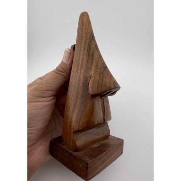 Wooden Eye Glasses Holder Stand Hand Carved Desk Organizer Shape Of Nose 6 Inch - Picture 8 of 9